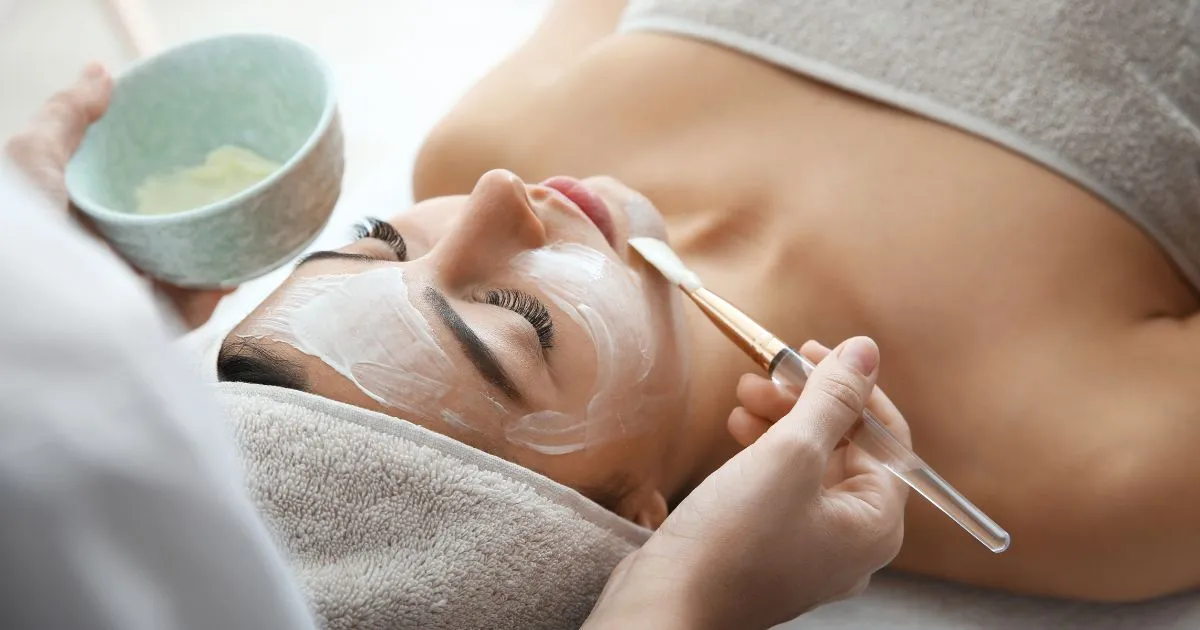 Luxe Essential Facial treatment applied to a woman in Austin, TX spa